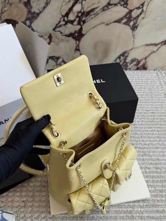 Luxury Quilted Caviar Urban Spirit Backpack Premium Lemon Yellow GHW - Picture 9 of 9